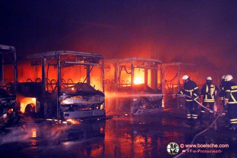 Einsatzfotos FFw Parchim - Brand Busse in Parchim